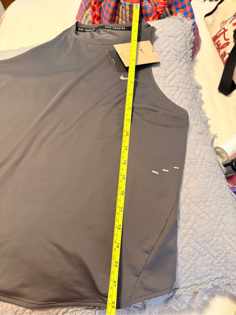 Nike Women's Charcoal Gray Performance Tank with Small White Swoosh - Picture 5 of 5